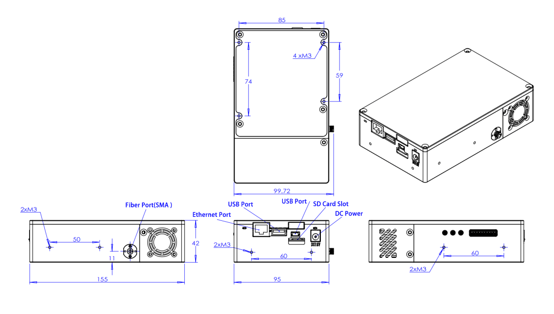 Spark spectrometer-dimensional drawing