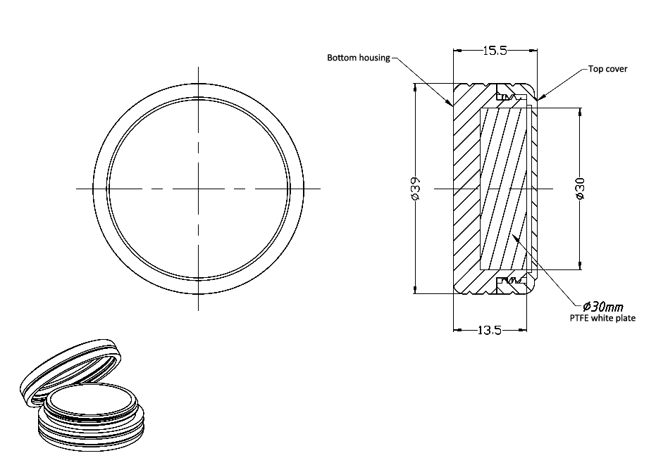 WR-D97-30 Diffuse Reflectance Standard - Dimension